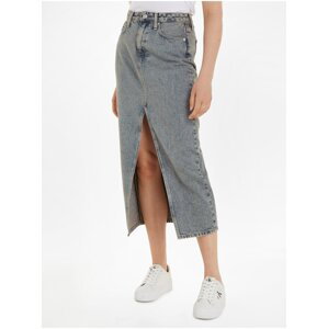 Modrá dámská džínová midi sukně Calvin Klein Jeans Front Split