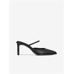 Černé dámské kožené lodičky Calvin Klein Padded Curved Stil Mule Pump