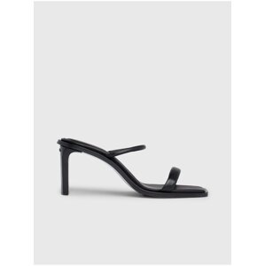 Černé dámské kožené sandálky na podpatku Calvin Klein Heel Mule