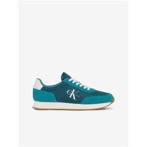 Petrolejové pánské tenisky s detaily v semišové úpravě Calvin Klein Retro Runner Low Laceup Su-Ny