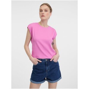 Růžové dámské crop tričko s krátkým rukávem ORSAY