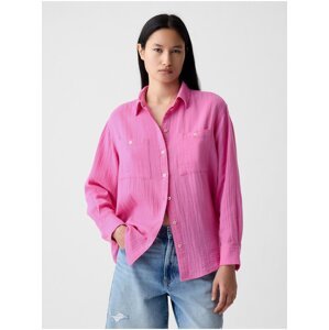 Růžová dámská mušelínová oversize košile GAP