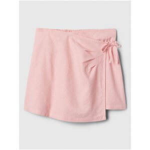 Růžová holčičí lněná kraťasová sukně GAP