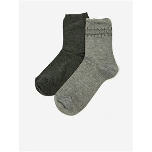 Sada dvou párů dámských ponožek v šedé barvě s příměsí kašmíru CAMAIEU