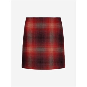 Červená dámská krátká sukně s příměsí vlny Tommy Hilfiger Wool Shadow Check Short