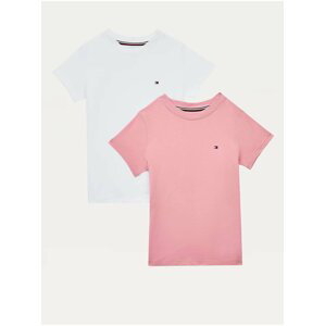Sada dvou holčičích triček v růžové a bílé barvě Tommy Hilfiger
