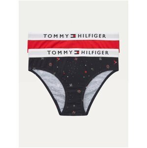 Sada dvou holčičích kalhotek v modré a červené barvě Tommy Hilfiger Underwear