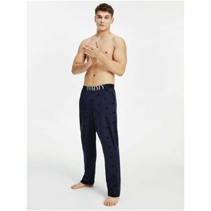 Tmavě modré vzorované pánské pyžamové kalhoty Tommy Hilfiger Underwear