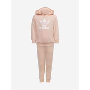 Světle růžová holčičí mikina s potiskem a s kapucí adidas Originals