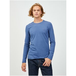 Modré pánské tričko s dlouhým rukávem Tommy Hilfiger
