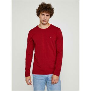 Červené pánské tričko Tommy Hilfiger Stretch Slim Fit Long Sleeve Tee