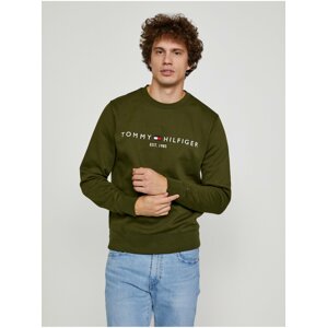 Khaki pánská mikina Tommy Hilfiger Tommy Logo Sweatshirt