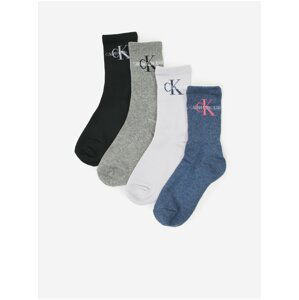 Set dámských ponožek v modré, černé, šedé a bílé barvě Calvin Klein Underwear