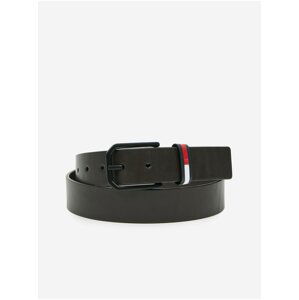 Tmavě hnědý pánský kožený pásek Tommy Jeans Flag Belt 3.5