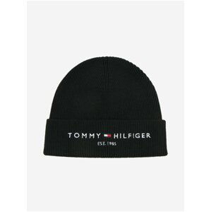 Černá pánská žebrovaná čepice s příměsí vlny Tommy Hilfiger Established Beanie