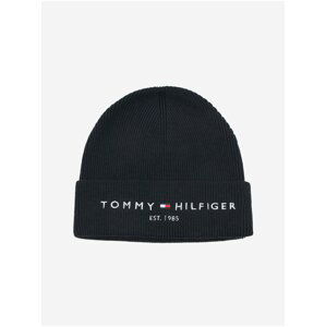 Tmavě modrá pánská žebrovaná čepice s příměsí vlny Tommy Hilfiger Established Beanie