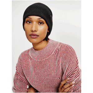 Černá dámská žebrovaná čepice Tommy Hilfiger Essential Knit Beanie