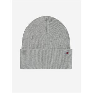 Světle šedá dámská žebrovaná čepice Tommy Hilfiger Essential Knit Beanie