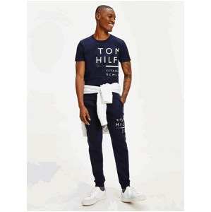 Tmavě modré pánské tričko Tommy Hilfiger Wrap Around Graphic Tee