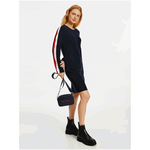 Tmavě modré dámské šaty Tommy Hilfiger Global Stripe Open Knee Dress