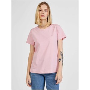 Světle růžové dámské tričko Tommy Hilfiger New Crew Neck