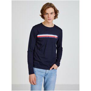 Tmavě modré pánské tričko Tommy Hilfiger Sliced Bar