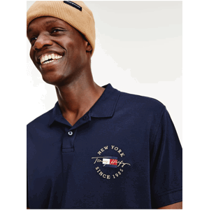 Tmavě modré pánské polo triko Tommy Hilfiger Icon Logo Interlock