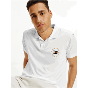 Bílé pánské polo triko Tommy Hilfiger Icon Logo Interlock