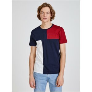Červeno-bílo-modré pánské tričko Tommy Hilfiger Colorblock