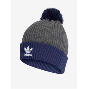 Modro-šedý dámský kulich adidas Originals Pom Beanie