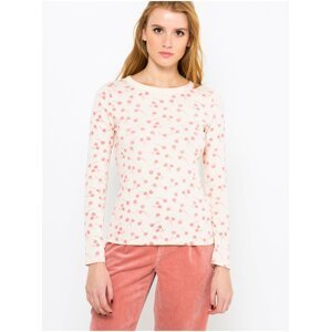 Růžovo-krémové květované tričko CAMAIEU
