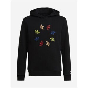 Černá dětská vzorovaná mikina s kapucí adidas Originals Hoodie