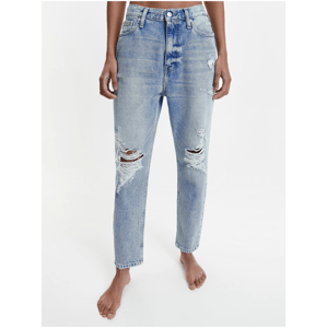 Světle modré dámské mom fit džíny s potrhaným efektem Calvin Klein Mom Jeans