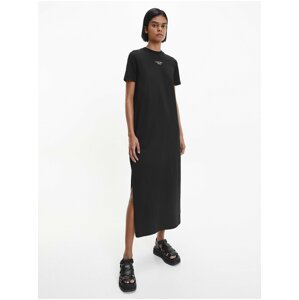 Černé dámské midišaty s rozparkem Calvin Klein Jeans