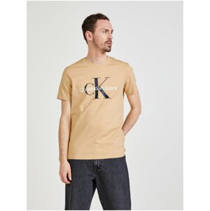 Béžové pánské tričko s potiskem Calvin Klein Jeans