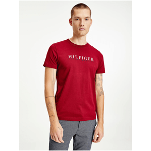 Červené pánské tričko s nápisem Tommy Hilfiger