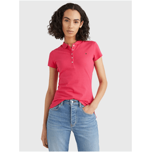 Tmavě růžové dámské polo tričko Tommy Hilfiger