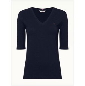 Tmavě modré dámské basic tričko Tommy Hilfiger