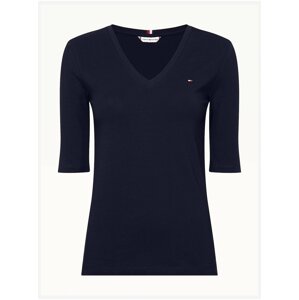 Tmavě modré dámské basic tričko Tommy Hilfiger