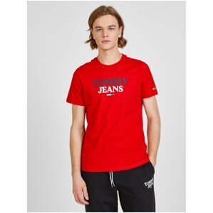 Červené pánské tričko s potiskem Tommy Jeans
