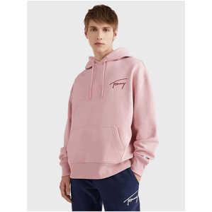 Růžová pánská mikina s kapucí Tommy Jeans