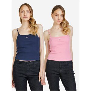 Sada dvou dámských tílek v růžové a tmavě modré barvě Tommy Jeans