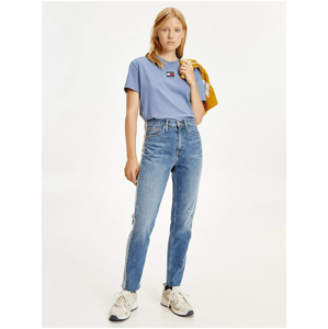 Modré dámské slim fit džíny s vyšisovaným efektem Tommy Jeans