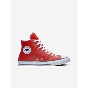 Červené kotníkové koženkové tenisky Converse Chuck Taylor All Star