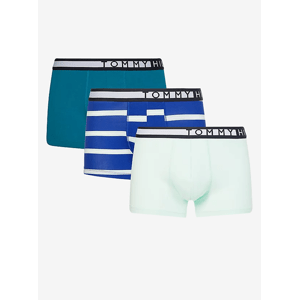 Sada tří pánských vzorovaných boxerek v petrolejové, mentolové a modré barvě Tommy Hilfiger Underwear