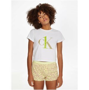 Žluto-bílé dámské vzorované pyžamo Calvin Klein Underwear