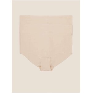 Šortkové kalhotky bez viditelných lemů s vysokým pasem, 3 ks v balení Marks & Spencer béžová