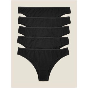 Brazilské kalhotky z modalu, bez viditelných lemů, 5 ks v balení Marks & Spencer černá