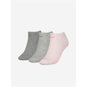 Sada tří párů dámských ponožek v růžové a šedé barvě Calvin Klein
