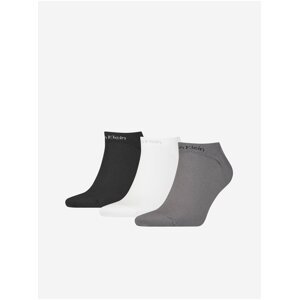 Sada tří párů pánských ponožek v černé, bílé a šedé barvě Calvin Klein